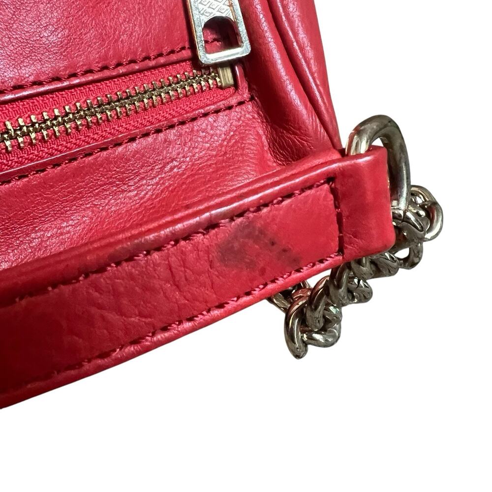 Rebecca Minkoff Orange Red Leather Crossbody Bag 4 Zipper Gold Chain Pockets - Picture 15 of 16